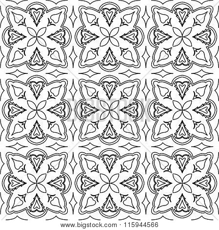 Black and white vector seamless pattern background.