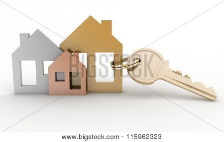 3d model house symbol set and key