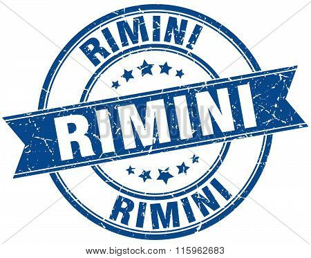 Rimini blue round grunge vintage ribbon stamp