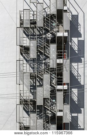 Fire Escape Metallic Staircase Outside Of Building