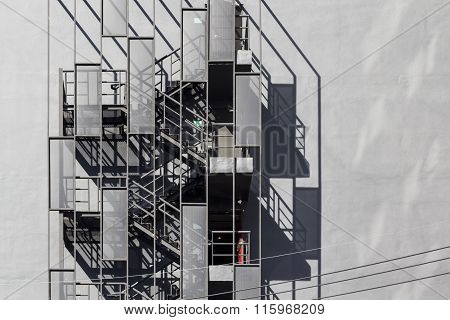 Fire Escape Metallic Staircase Outside Of Building