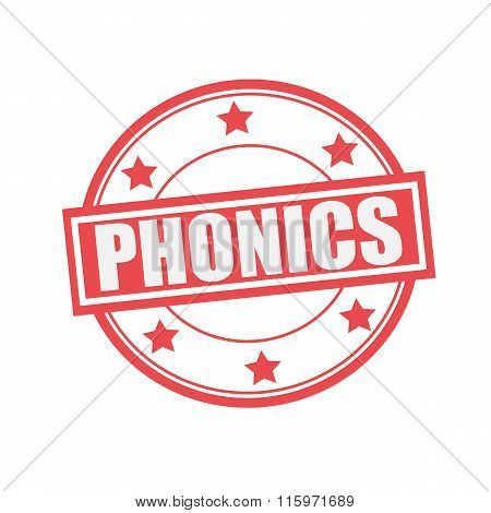 Phonics White Stamp Text On Circle On Red Background And Star
