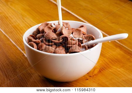 Chocolate Cerials In A Bowl And Millk