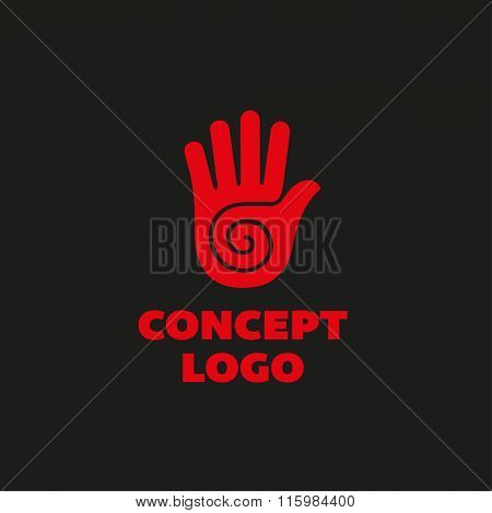 Vector hand with a spiral logo