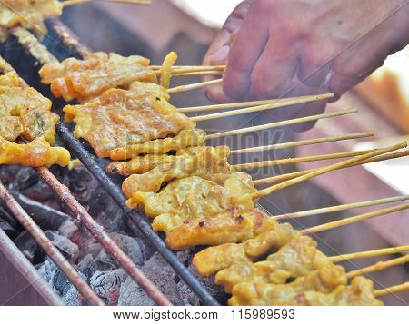 Thai steak roasted pork, called Satay.