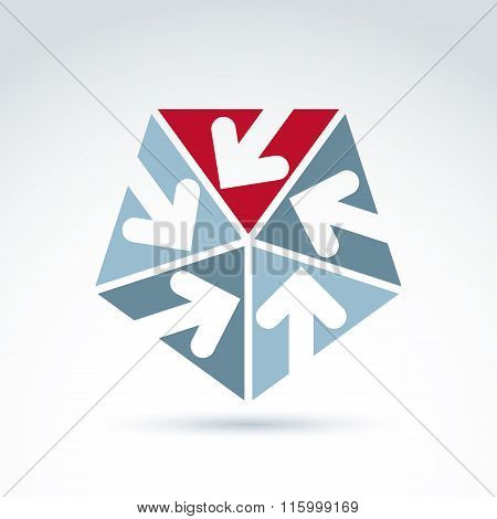 Vector Abstract Emblem With Five Multidirectional Arrows Placed In Isosceles Triangles