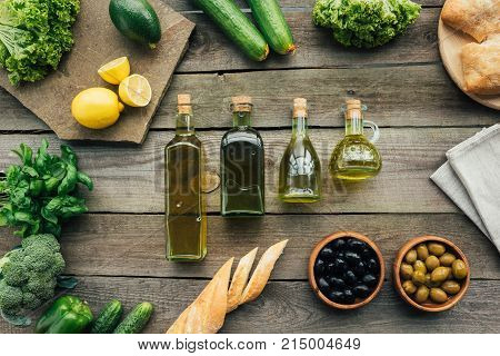 Olive Bottles On Table