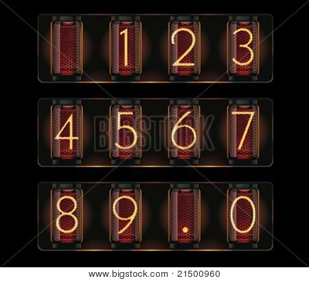 Vektor nixie tube med cifre