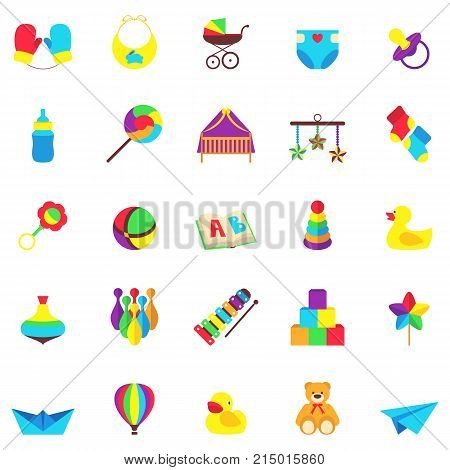 Vector illustration of color baby icons set