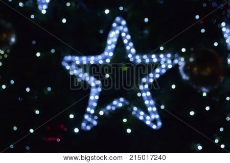 Blurred bokeh star Christmas decoration background texture
