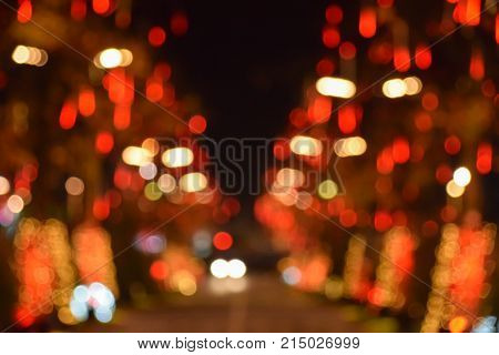 Abstract bokeh traffic light and Christmas light background