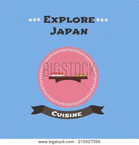 Japanese food sushi vector illustration. Explore Japan design element or banner
