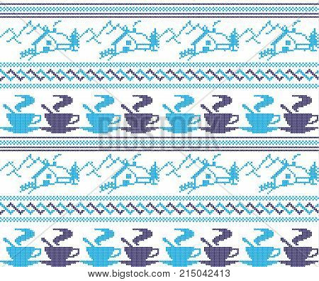 Christmas New Year's Winter Seamless Festive Norwegian Woolen Knitted Pattern