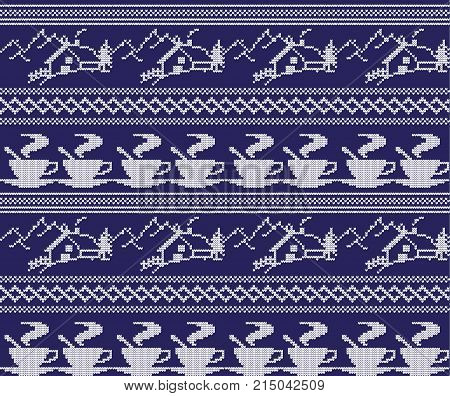 Christmas New Year's Winter Seamless Festive Norwegian Woolen Knitted Pattern