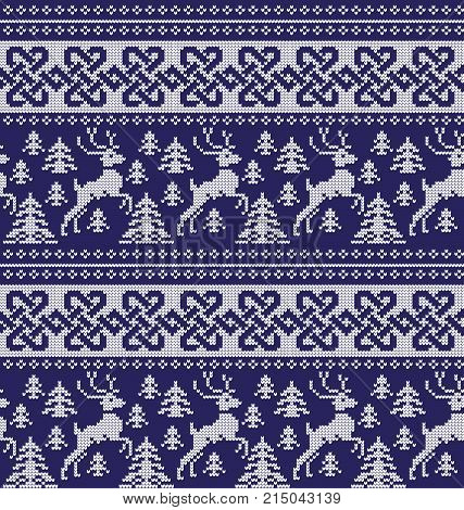 Christmas New Year's Winter Seamless Festive Norwegian Woolen Knitted Pattern