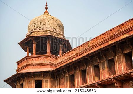 Jahangir's palace inside wall in Red Fort of Agra, India