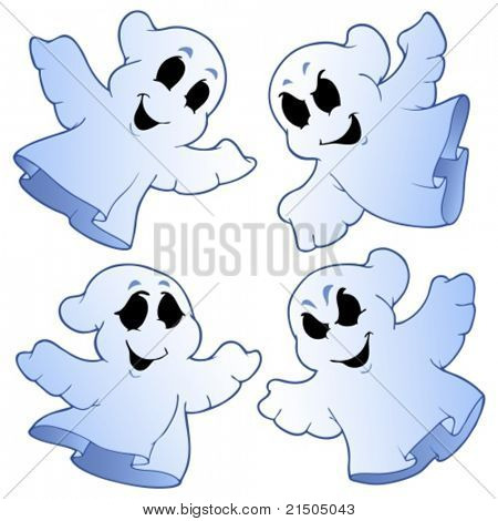 Quatro fantasmas bonitos - ilustração vetorial.