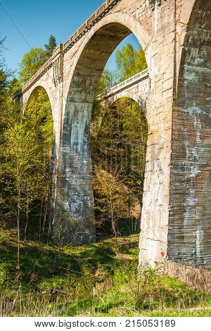 Old Concrete Railway Bridge In Stanczyki, Mazury, Poland