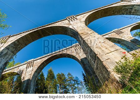 Old Concrete Railway Bridge In Stanczyki, Mazury, Poland