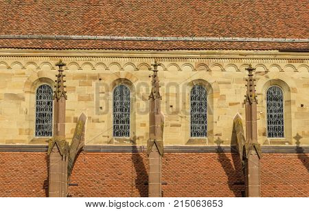 Maulbronn, Germany - oktober 19, 2017 Monastery Maulbronn from outside at a partly cloudy day