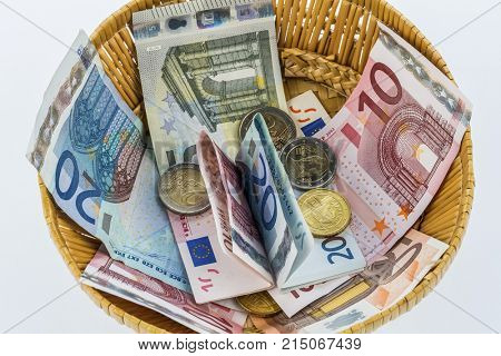 basket of money from donations