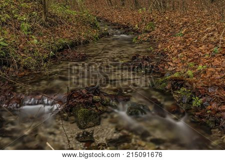 Bansky creek in autumn morning near Spania Dolina village