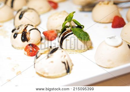 Photo of sweets pie topping strawberry mint