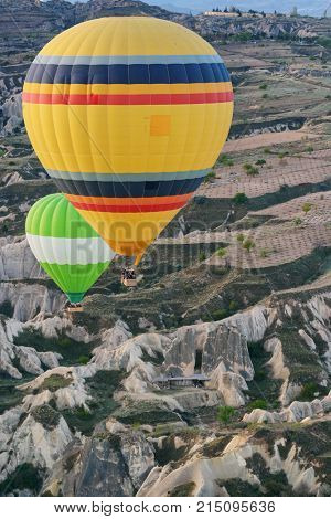 Balloon silhouette in the sunrise sky