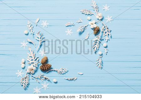 the beautiful blue Christmas background with berries