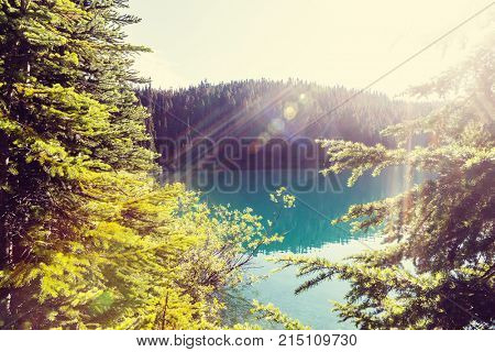 Hike to turquoise waters of picturesque Garibaldi Lake near Whistler, BC, Canada. Very popular hike destination in British Columbia.
