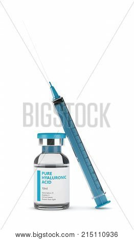 3D Render Of Hyaluronic Acid Vial And Syringe