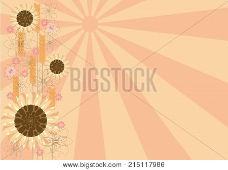 Back ground with sun flowers and wheat