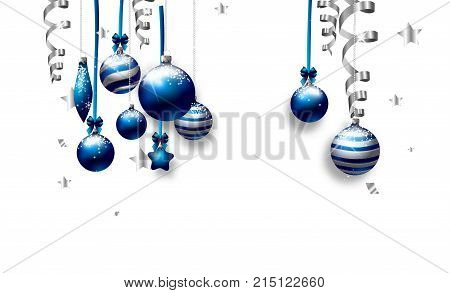 Illustration of christmas background dcorated with christmas bulbs