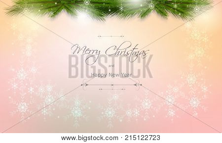 Illustration of christmas background dcorated with tree needles