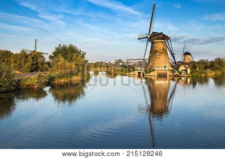 View Of The Windmills At The Early Morning Kinderdijk Sunrise