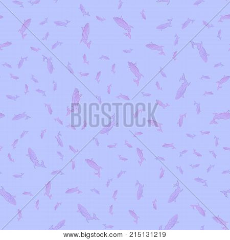 Vector seamless pattern with whale. Seamless background with wild whale