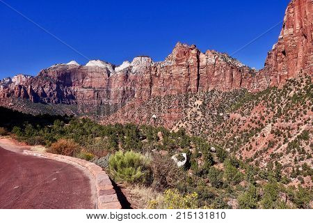 Zion National Park, USA, 2017.10.05: View into the Zion National Park from the Zion-Mount Carmel Highway.