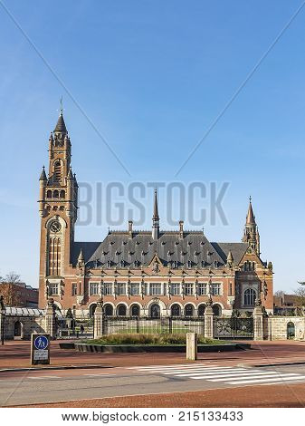 Peace Palace or Vredespaleis in Dutch seat of the International Court of Justice principal judicial organ of the United Nations located at The Hague Netherlands