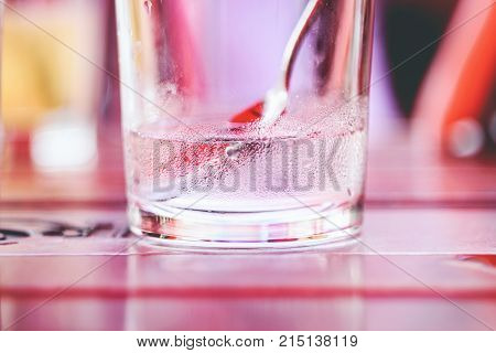 Glass Of Cold Refreshing Still Water With Condensation