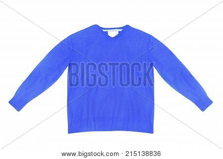 Blank blue sweater isolated on a white background