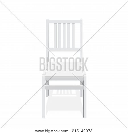 Classic wooden white chair with back. Isolated on white background. Vector illustration