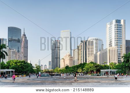 Scenic View Of A City Park Among Modern Buildings, Guangzhou