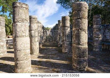 Chichen Itza one thousand columns temple at Yucatan Mexico