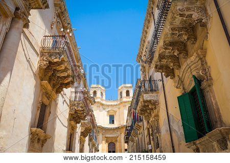Noto, Italy - Detail Of Baroque Balcony, 1750