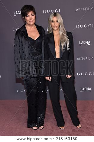 LOS ANGELES - NOV 04:  Kris Jenner and Kim Kardashian arrives for the 2017 LACMA Art + Film Gala on November 04, 2017 in Los Angeles, CA                