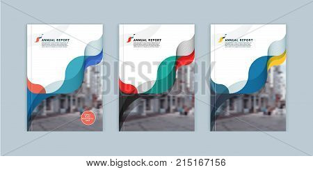Abstract cover design, business brochure template, layout, report, magazine or booklet in A4 coral turquoise waves dynamic blurred, soft lines and smooth forms. Vector.