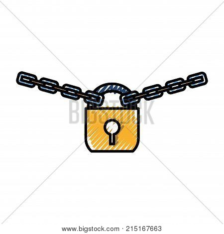 Padlock of security system and warning theme Isolated design Vector illustration