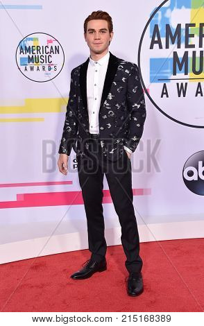 LOS ANGELES - NOV 19:  KJ Apa arrives for the 2017 American Music Awards on November 19, 2017 in Los Angeles, CA                