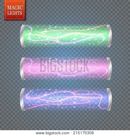Magic Fantasy Portal. Futuristic Teleport. Light Effect. Blue Candles Rays Of A Night Scene With Spa