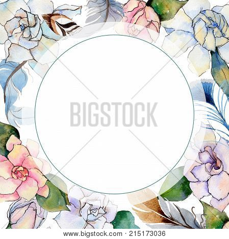 Wildflower gardenia  flower frame in a watercolor style. Full name of the plant: gardenia . Aquarelle wild flower for background, texture, wrapper pattern, frame or border.